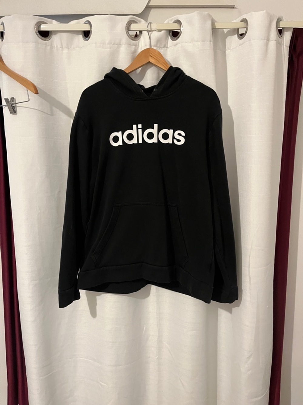 adidas Black Hoodie with White Logo - Women's Pullover Sweatshirt